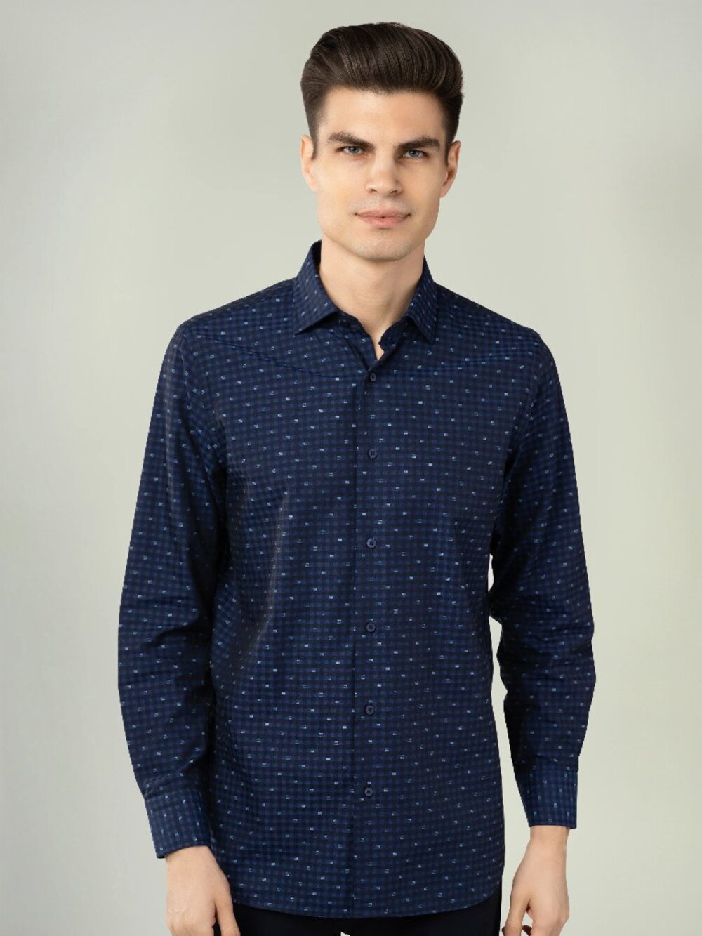 Luchiano Visconti Navy Geo Print Shirt/22876